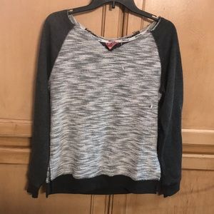 Grey and white long sleeve shirt